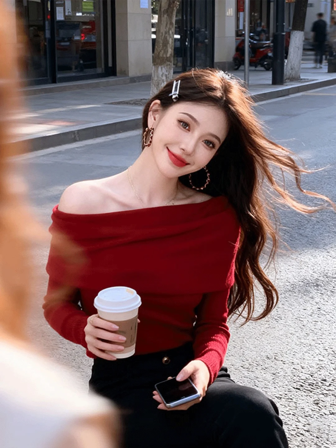 Christmas Red One-Shoulder Knitted Sweater Women's Fashion Inner Wear Slim Fit Autumn Winter Knitwear Beautiful Base Shirt
Christmas Red One-Shoulder Knitted Sweater Women's Fashion Inner Wear Slim Fit Autumn Winter Knitwear Beautiful Base Shirt