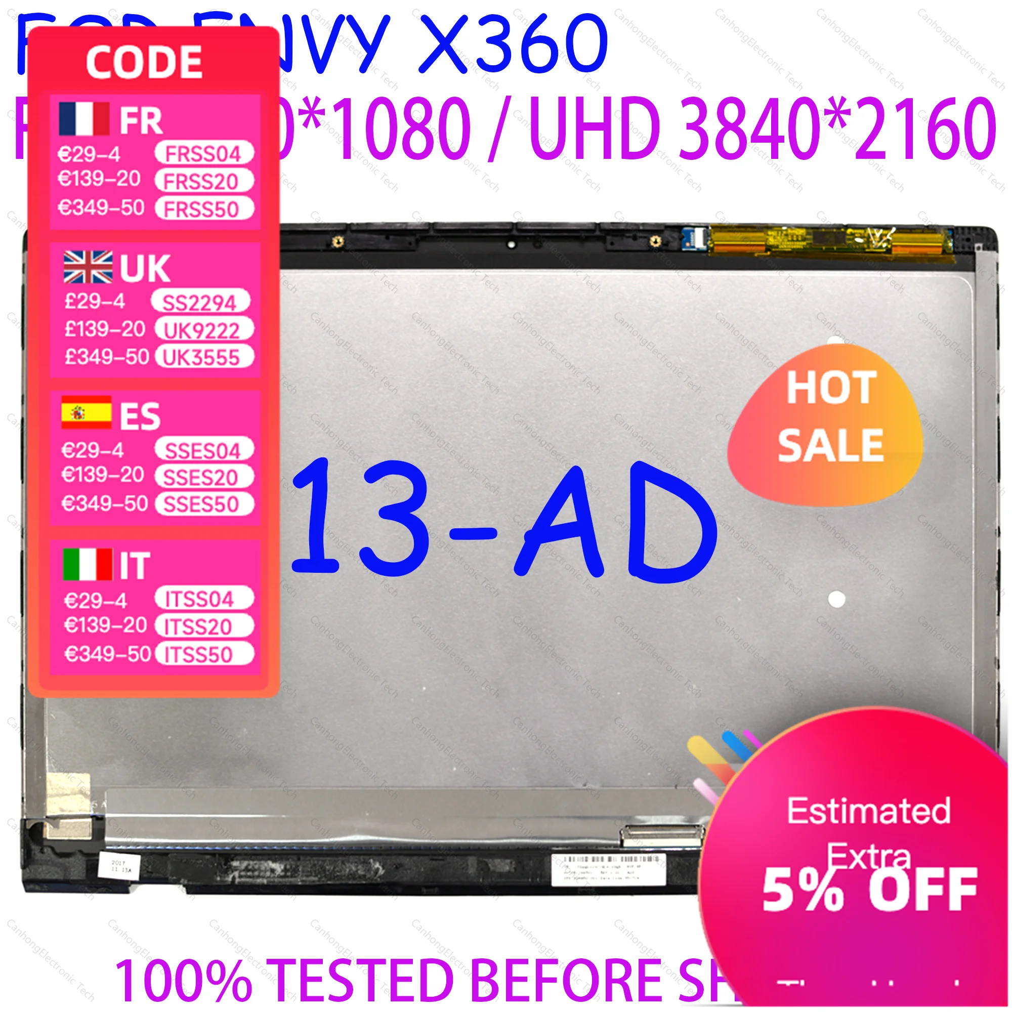13.3" Laptop LCD Display Touch or No Touch Screen Digitizer Assembly FHD UHD TPN-I128 For HP Envy 13-AD 13-ad010ns 13-ad001tu
13.3" Laptop LCD Display Touch or No Touch Screen Digitizer Assembly FHD UHD TPN-I128 For HP Envy 13-AD 13-ad010ns 13-ad001tu