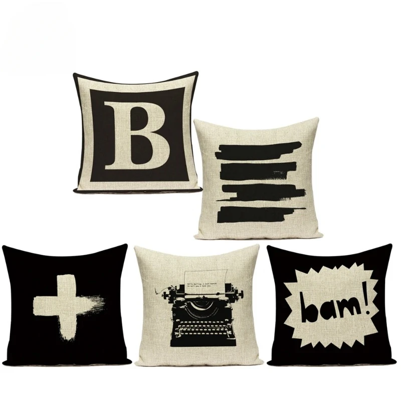 Decorative Throw Pillows Case Black White Letter Style Home Geometric Polyester Sofa Home Cushion Cover for Living Room
Decorative Throw Pillows Case Black White Letter Style Home Geometric Polyester Sofa Home Cushion Cover for Living Room