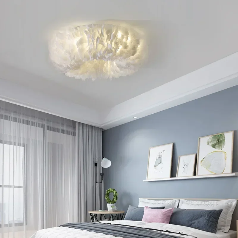 Nordic Feather Bedroom Living Room Lamp Simple Modern Warm Romantic Wedding Room Princess Children's Creative Ceiling Lamp
Nordic Feather Bedroom Living Room Lamp Simple Modern Warm Romantic Wedding Room Princess Children's Creative Ceiling Lamp