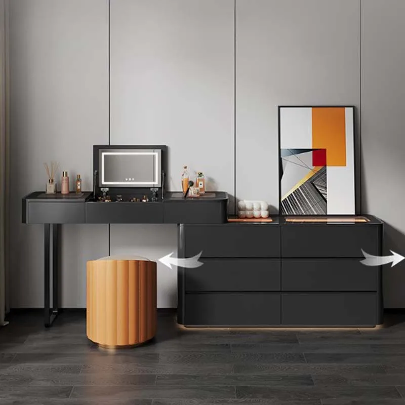 Aesthetic Blaxk Dressing Table Cabinet Storage Stool Drawer Organizer Dressers Nordic Modern Tocador Maquillaje Salon Furniture
Aesthetic Blaxk Dressing Table Cabinet Storage Stool Drawer Organizer Dressers Nordic Modern Tocador Maquillaje Salon Furniture