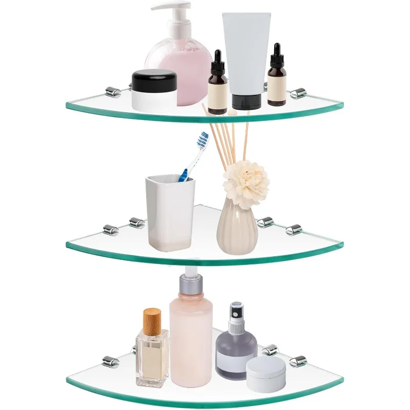 3 Pack Glass Bathroom Shower Shelves, Extra Thick Wall Mounted Shelves, Clear Floating Corner Shelves for Kitchen
3 Pack Glass Bathroom Shower Shelves, Extra Thick Wall Mounted Shelves, Clear Floating Corner Shelves for Kitchen