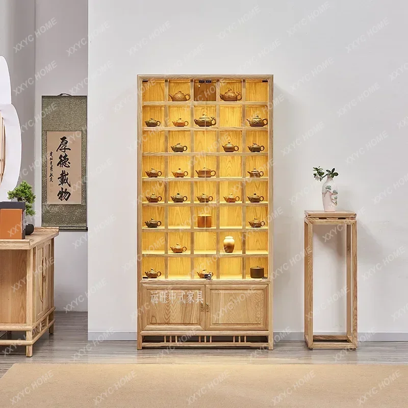 New Chinese style solid wood tea rack glass display cabinet boutique display cabinet
New Chinese style solid wood tea rack glass display cabinet boutique display cabinet