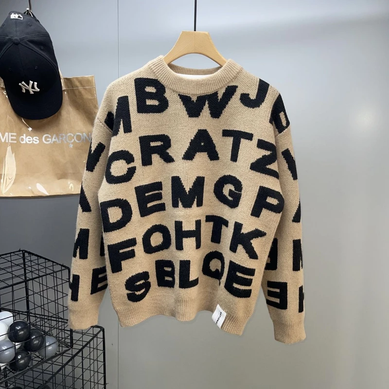 Sweater Men's Clothing Winter Full-print Letter Jacquard Loose Thickened Design Round Neck Top Trendy American Style Sweater
Sweater Men's Clothing Winter Full-print Letter Jacquard Loose Thickened Design Round Neck Top Trendy American Style Sweater