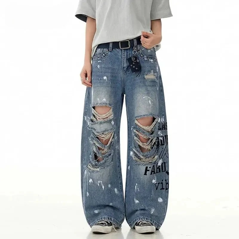 Streetwear Vintage Blue Men's Baggy Jeans American Casual Distressed Paint Splatter Print Fashion Denim Long Pants
Streetwear Vintage Blue Men's Baggy Jeans American Casual Distressed Paint Splatter Print Fashion Denim Long Pants
