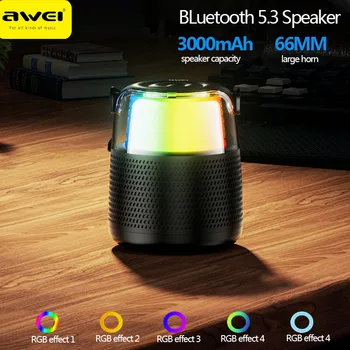 Awei Y387 3000mAh Powerful Bluetooth Speakers Portable Outdoor Bluetooth Speaker Shocking Sound Box Support AUX Micro-SD card