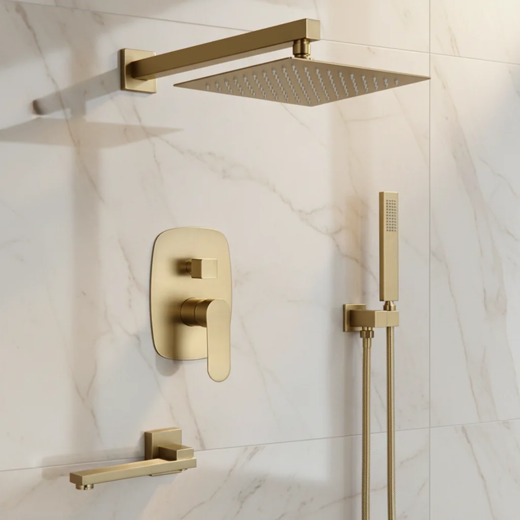 Wall Mount Shower System Bathroom Gold Mixer Shower Combo Set 3 Way Bathroom Rain Shower System Set
Wall Mount Shower System Bathroom Gold Mixer Shower Combo Set 3 Way Bathroom Rain Shower System Set
