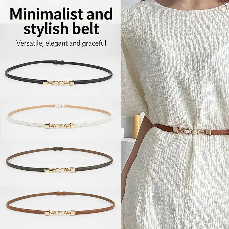 Women's Versatile And Sophisticated Thin Belt With Buckle Stylish Waist-cinching Pearl Leather Belt
Women's Versatile And Sophisticated Thin Belt With Buckle Stylish Waist-cinching Pearl Leather Belt