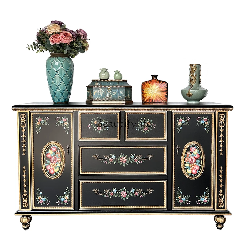 Light luxury black entrance cabinet American French decoration new Chinese storage cabinet
Light luxury black entrance cabinet American French decoration new Chinese storage cabinet