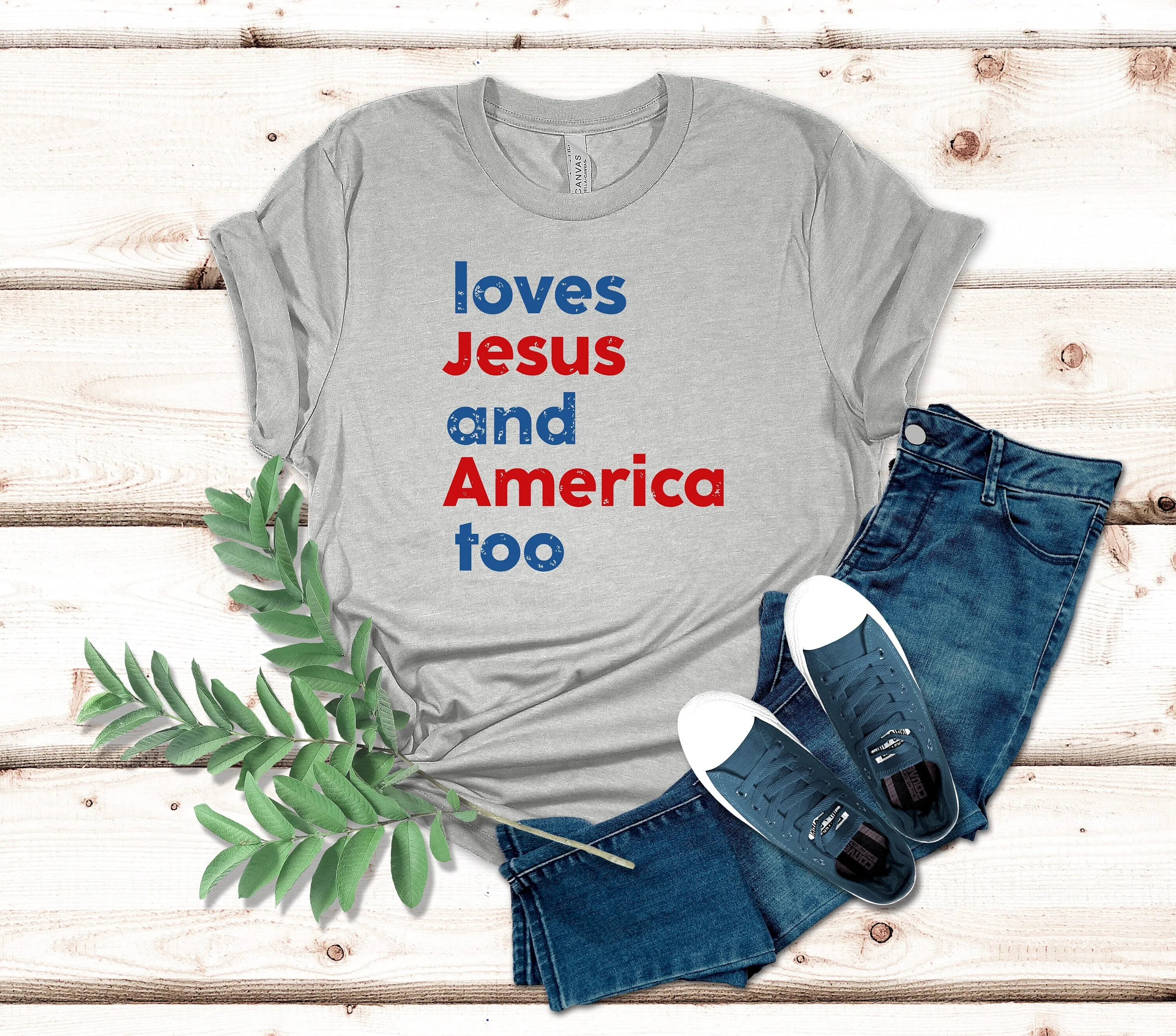Loves Jesus and America Too T Shirt Patriotic Christian Independence Day USA Red White Blue God Bless
Loves Jesus and America Too T Shirt Patriotic Christian Independence Day USA Red White Blue God Bless