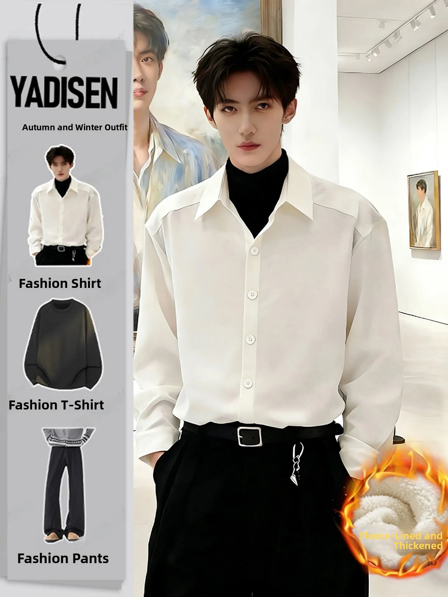 Men's Fce Lined irt Collared Inner Wear Winter Faion Set with Pants Long Sve Youth Suitable Whole Set White Color
Men's Fce Lined irt Collared Inner Wear Winter Faion Set with Pants Long Sve Youth Suitable Whole Set White Color