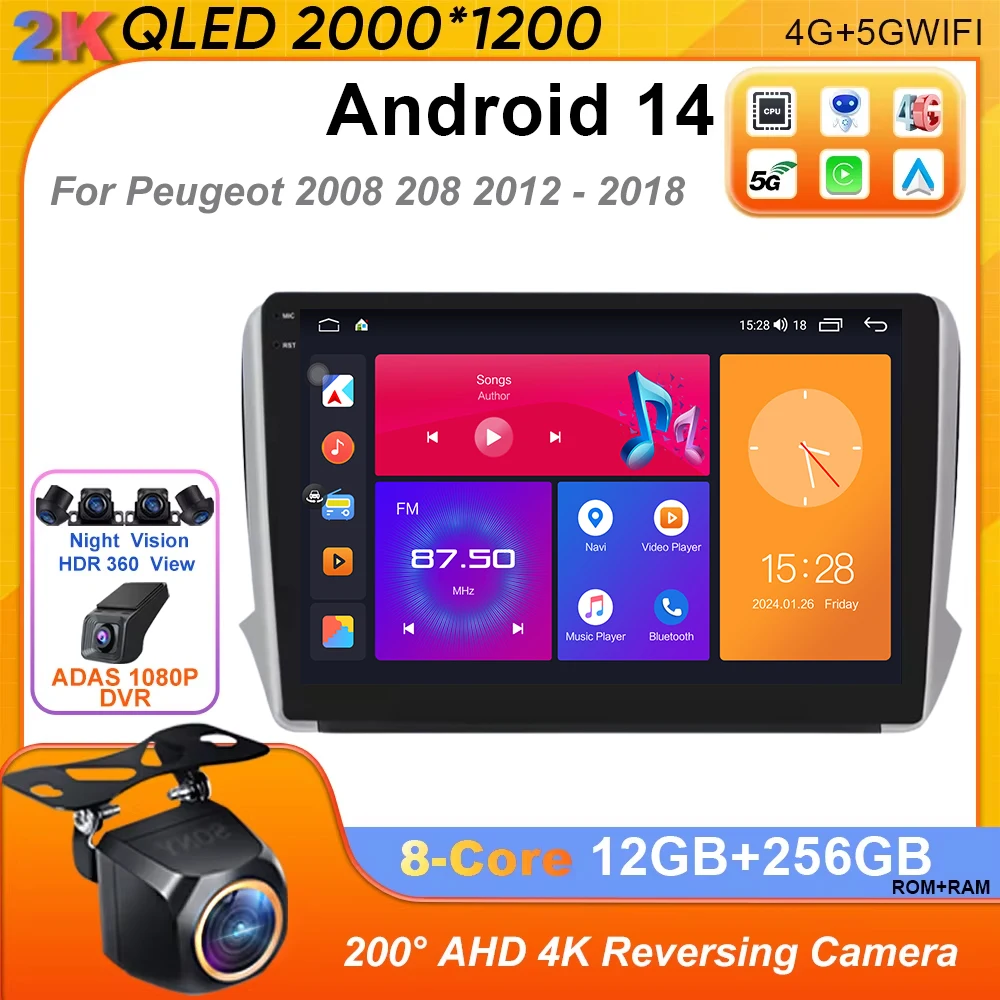 Android 14 Car Radio For Peugeot 2008 208 Multimedia System 2012 - 2018 GPS Navigation Autoradio WIFI 4G FM Carplay Video WIFi
Android 14 Car Radio For Peugeot 2008 208 Multimedia System 2012 - 2018 GPS Navigation Autoradio WIFI 4G FM Carplay Video WIFi
