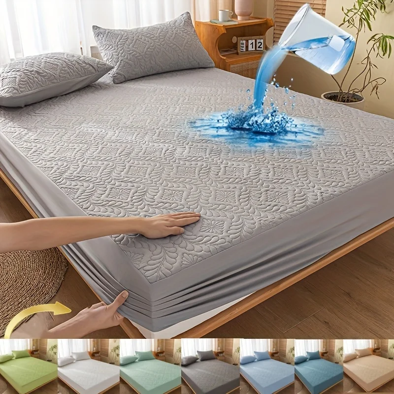 1pc Waterproof Thicken Mattress Cover Solid Color Soft Skin-friendly Quilted Bed Cover Fitted Sheet with pillowcase
1pc Waterproof Thicken Mattress Cover Solid Color Soft Skin-friendly Quilted Bed Cover Fitted Sheet with pillowcase