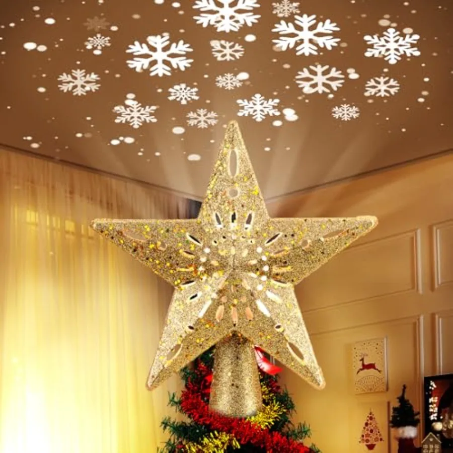 Christmas Star Tree Topper with Built-in Led Snowflake Projector Lights Hollowed Pentagram Tree Topper, Plug in Christmas Tree
Christmas Star Tree Topper with Built-in Led Snowflake Projector Lights Hollowed Pentagram Tree Topper, Plug in Christmas Tree