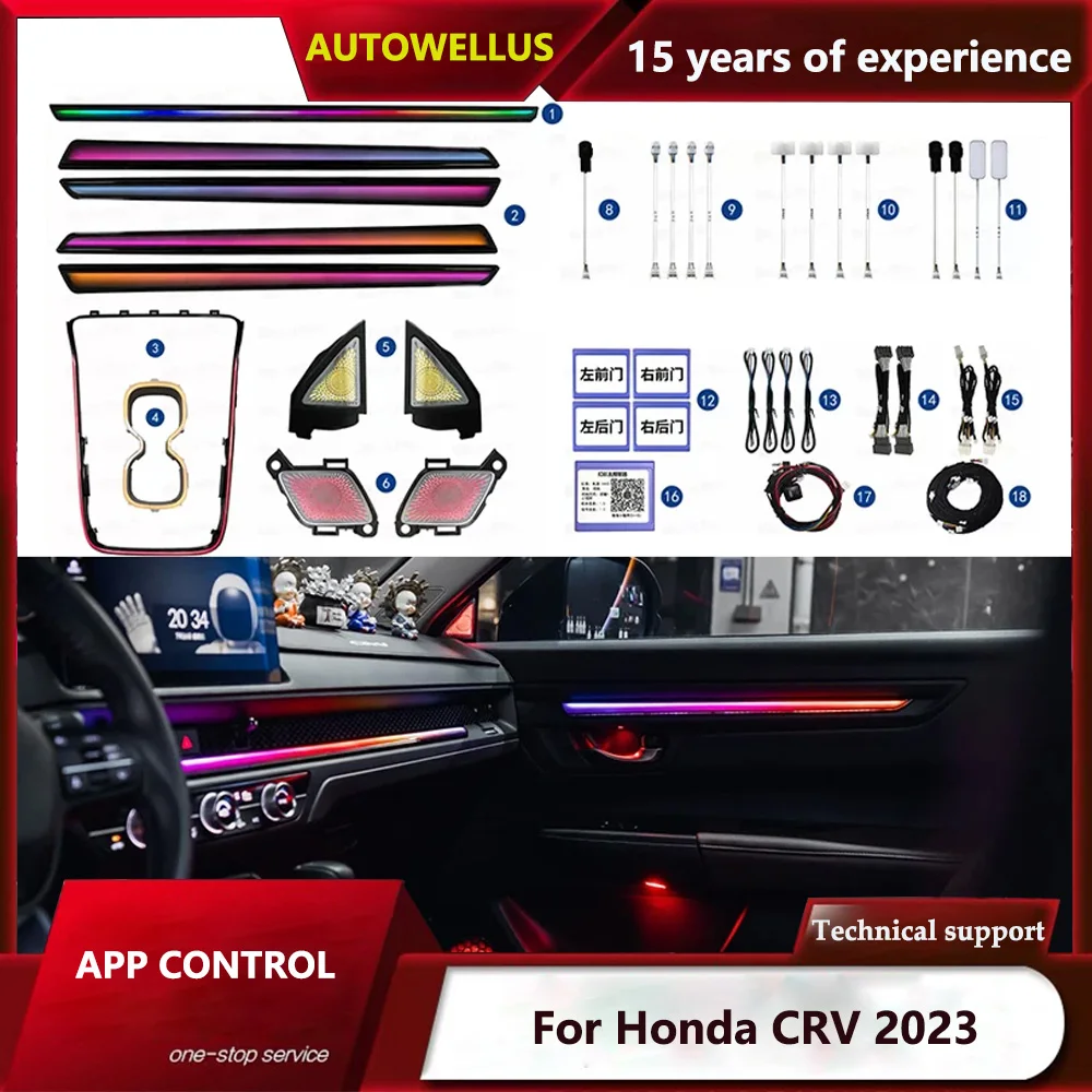 Светодиодный динамический окружающий свет для Honda CRV 2023, комплект декоративных ламп для внутреннего освещения
Светодиодный динамический окружающий свет для Honda CRV 2023, комплект декоративных ламп для внутреннего освещения
