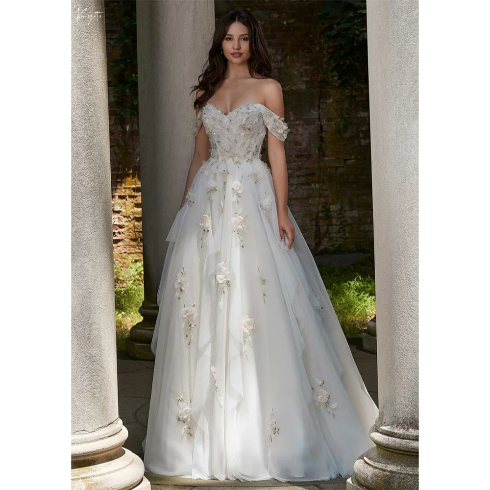 Kyoto Exquisite Floral Embroidery Tiered Ruffles Wedding Dress Off Shoulder vestidos de novia A-line Customized Evening Dresses
Kyoto Exquisite Floral Embroidery Tiered Ruffles Wedding Dress Off Shoulder vestidos de novia A-line Customized Evening Dresses