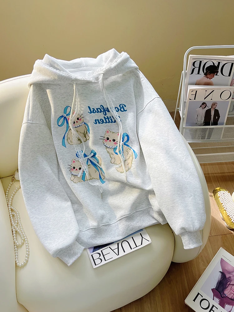 Милый дизайнерский худи-свитшот свободного кроя в корейском стиле для весны и осени, креативный дизайн
Милый дизайнерский худи-свитшот свободного кроя в корейском стиле для весны и осени, креативный дизайн