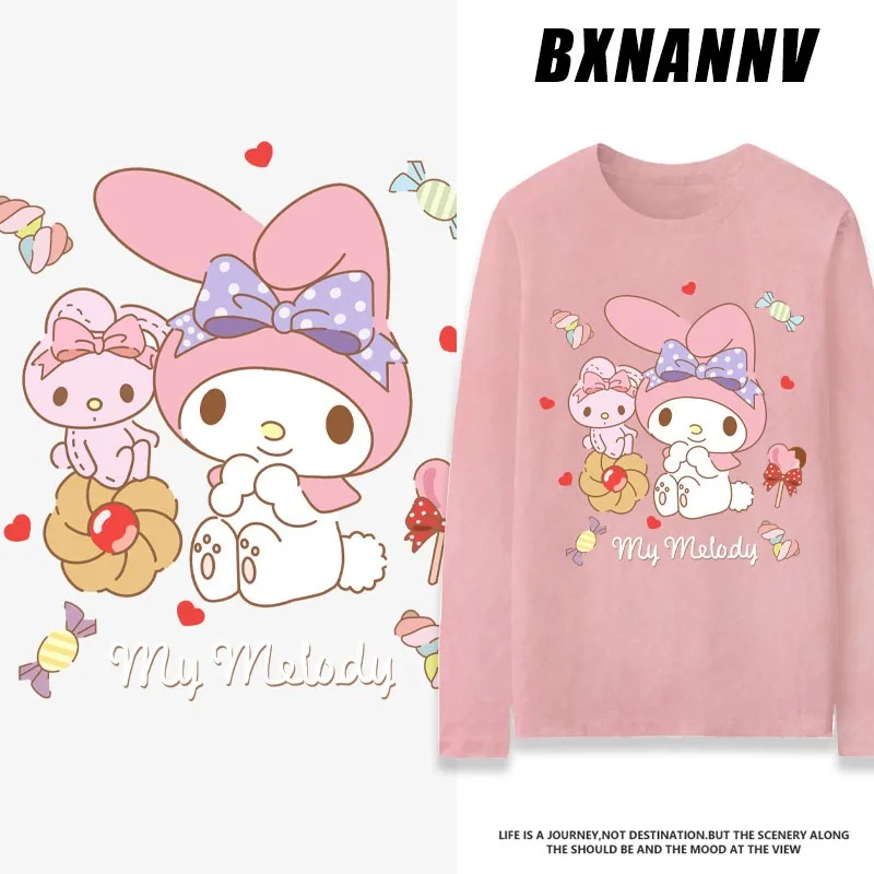 Sanrio Melody Co-branded Long-sleeved T-shirt Women 2024 New Melody Autumn Girl's Pure Cotton Clothes
Sanrio Melody Co-branded Long-sleeved T-shirt Women 2024 New Melody Autumn Girl's Pure Cotton Clothes