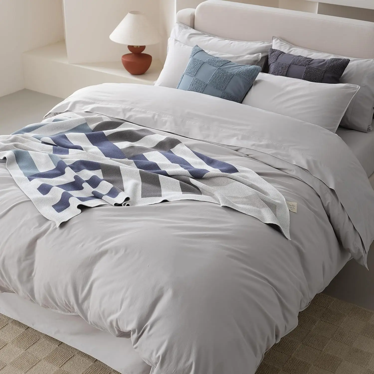 GOTS Organic Cotton Duvet Cover King Size, 300 TC Washed Sateen 3-Piece Set, Soft Long Staple Cotton, Light Grey
GOTS Organic Cotton Duvet Cover King Size, 300 TC Washed Sateen 3-Piece Set, Soft Long Staple Cotton, Light Grey
