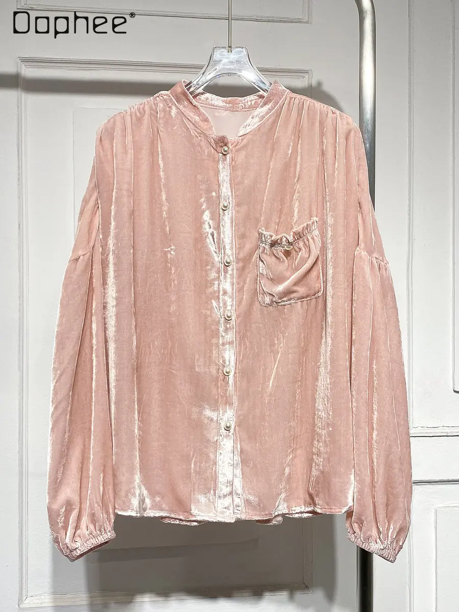Vintage Silk Velvet Breasted Shirts for Women 2022 Fall New Simple Loose Commuting Elegant Long Shirt Sleeve Blouses Fashion
Vintage Silk Velvet Breasted Shirts for Women 2022 Fall New Simple Loose Commuting Elegant Long Shirt Sleeve Blouses Fashion