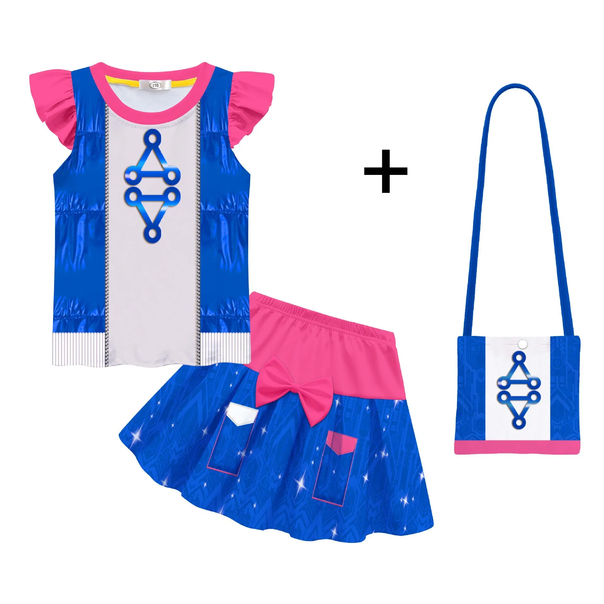 Zombies Movie Addison Costume For Girls Blue T-Shirt With Skirts Bag For Children Halloween Party Dress Up 3PCS Vampire Outfits 
Zombies Movie Addison Costume For Girls Blue T-Shirt With Skirts Bag For Children Halloween Party Dress Up 3PCS Vampire Outfits