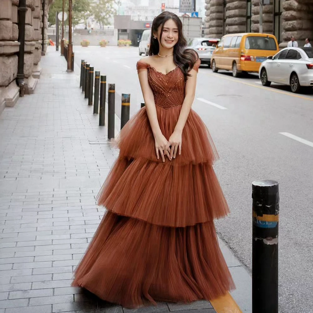 High Street Pleated Mesh Prom Dresses Glitter Beaded Lace Tulle A Line Formal Party Gowns Pretty Ruffles Tiered Pageant Dress
High Street Pleated Mesh Prom Dresses Glitter Beaded Lace Tulle A Line Formal Party Gowns Pretty Ruffles Tiered Pageant Dress