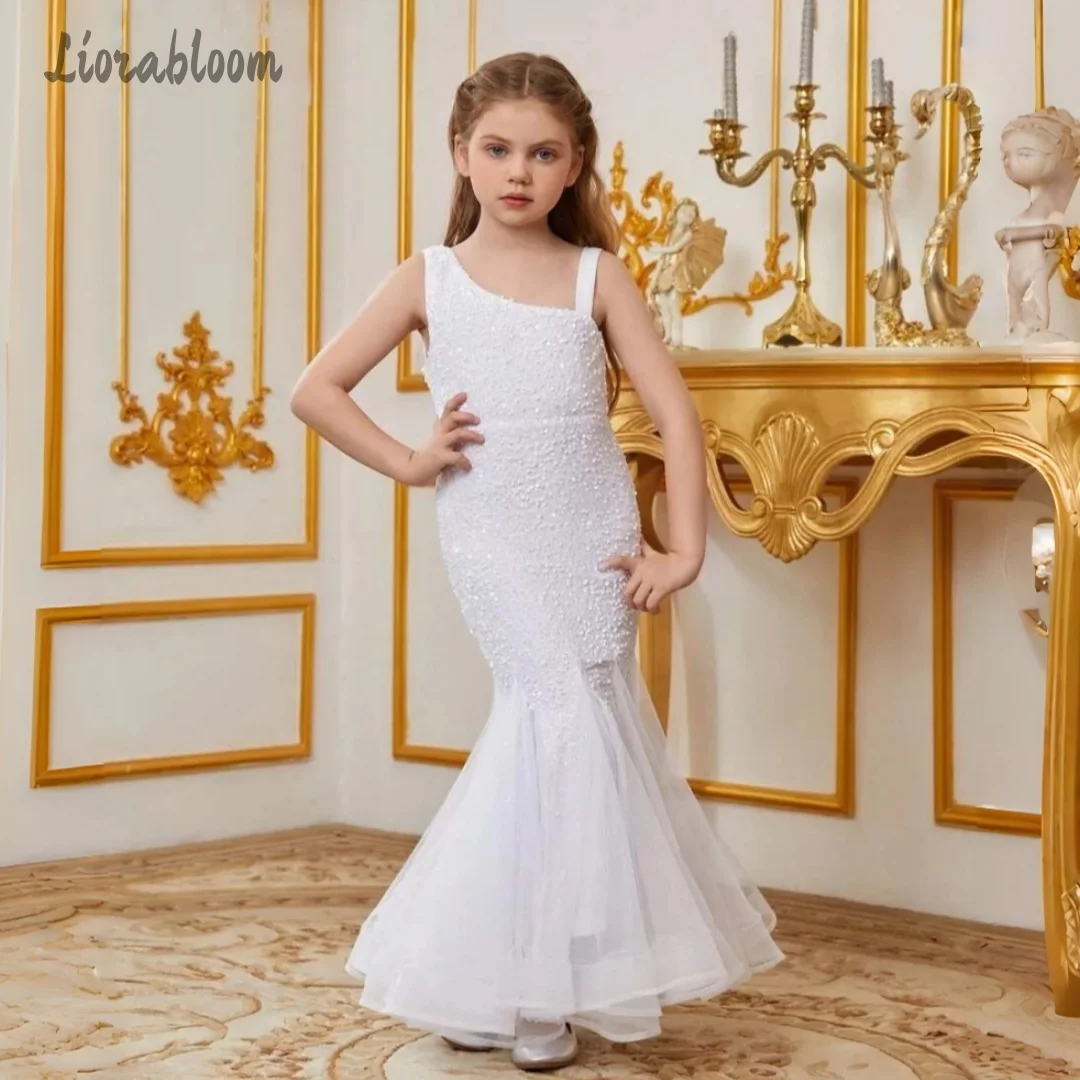 Girls' White Lace Formal Dress Halter-Neck Two-Piece Set Custom Multi-Color Flower Girl Wedding Party Attire свадебное платье
Girls' White Lace Formal Dress Halter-Neck Two-Piece Set Custom Multi-Color Flower Girl Wedding Party Attire свадебное платье