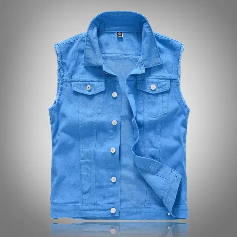 Spring Autumn New Fashion Men's Casual Trendy Lake Blue Solid Korean Slim Sleeveless Jean Jacket Denim Vest Coat Male Streetwear
Spring Autumn New Fashion Men's Casual Trendy Lake Blue Solid Korean Slim Sleeveless Jean Jacket Denim Vest Coat Male Streetwear