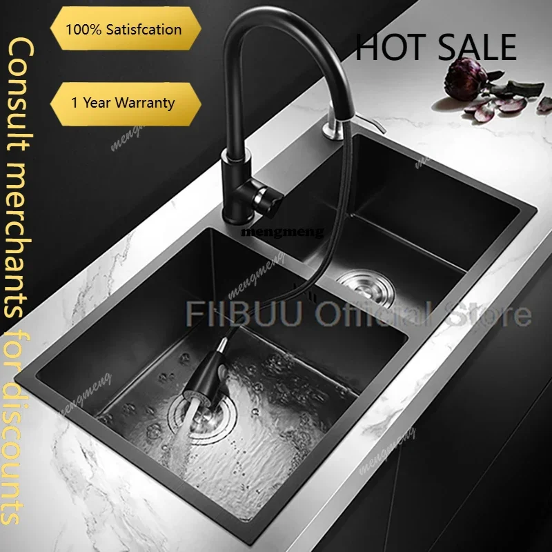 K178 Black Nano Double Bowl Kitchen Sink 304 Stainless Steel Large Capacity Thicken Farmhouse Workstation with Multiple Accessor
K178 Black Nano Double Bowl Kitchen Sink 304 Stainless Steel Large Capacity Thicken Farmhouse Workstation with Multiple Accessor