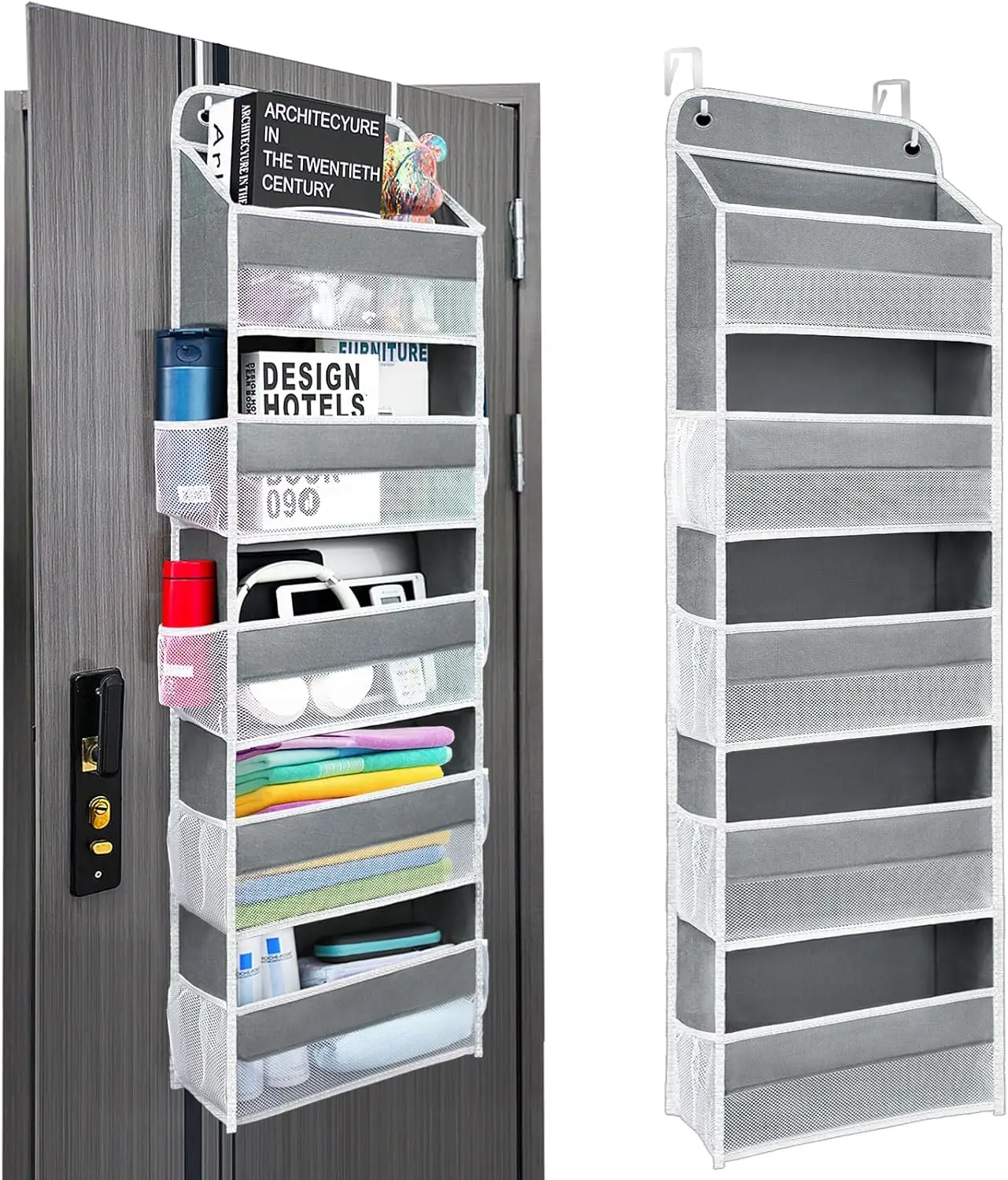 Over The Door Organizer, 8 Mesh Pockets, 44lb Capacity, Grey, Hanging Bathroom Storage for Toys, Shoes, Towels
Over The Door Organizer, 8 Mesh Pockets, 44lb Capacity, Grey, Hanging Bathroom Storage for Toys, Shoes, Towels