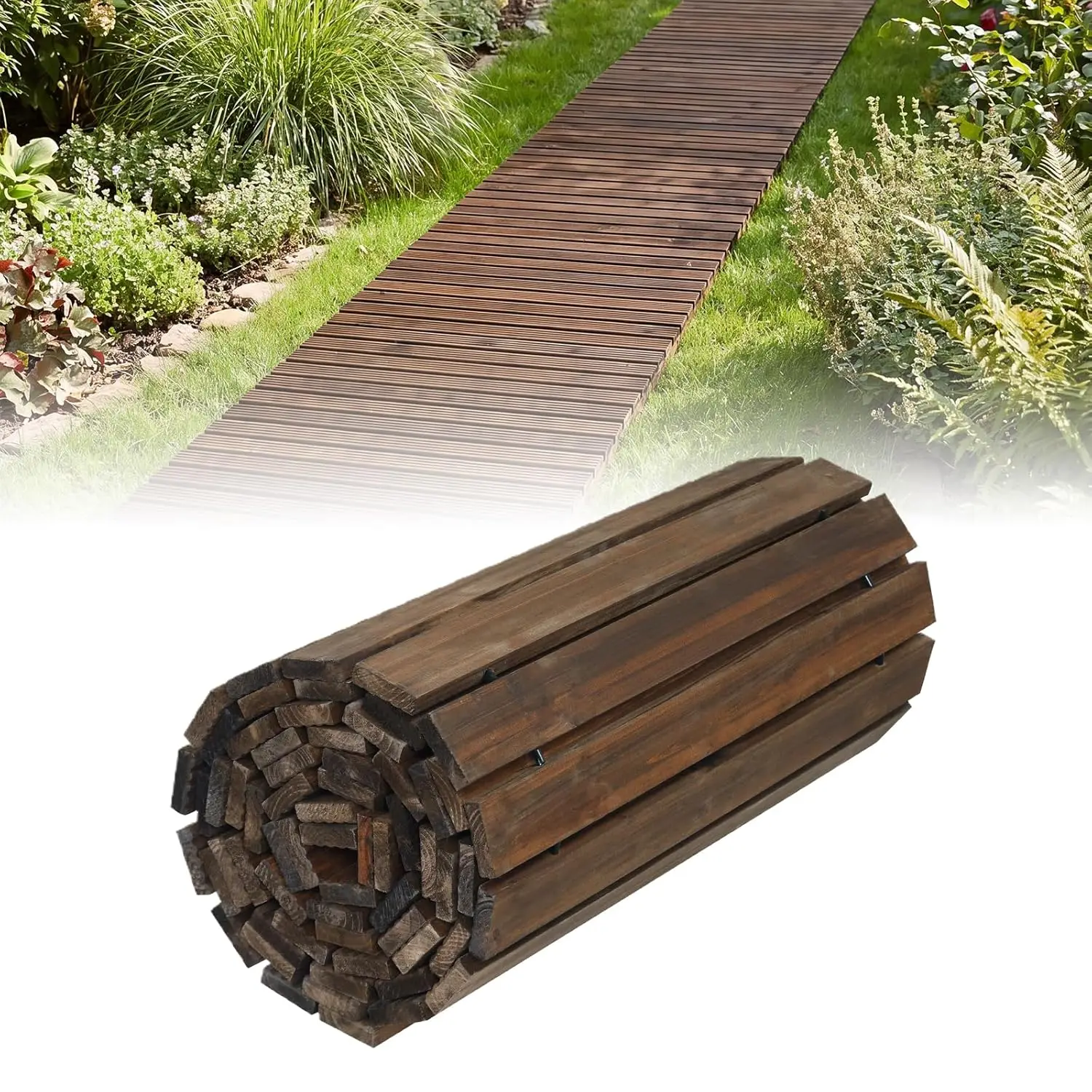 12 FT Wooden Garden Pathway, 21.5" W Roll Out Hardwood Walkway with Non-Slip Surface, Tools Free Assembly, Outdoor, Custom
12 FT Wooden Garden Pathway, 21.5" W Roll Out Hardwood Walkway with Non-Slip Surface, Tools Free Assembly, Outdoor, Custom