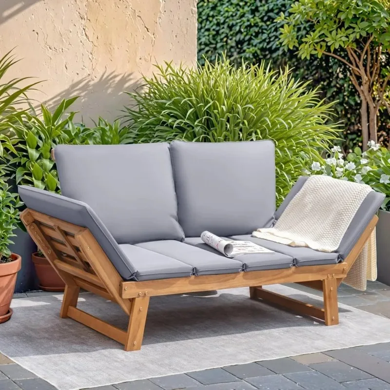 Devoko Outdoor Couch Acacia Wood Patio Couch with Adjustable Armrests Outdoor Convertible Sofa with Removable Cushions & Pillows
Devoko Outdoor Couch Acacia Wood Patio Couch with Adjustable Armrests Outdoor Convertible Sofa with Removable Cushions & Pillows