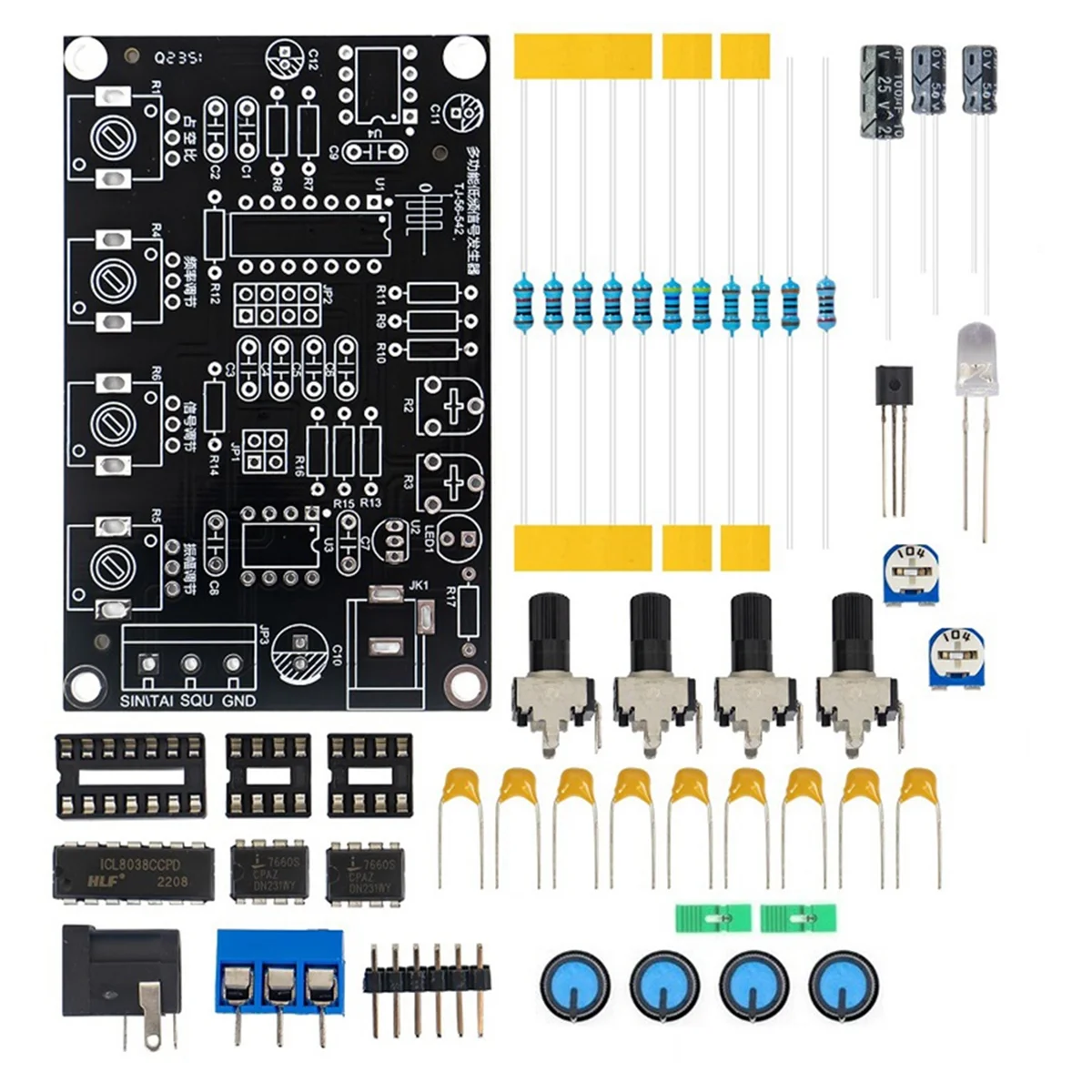 A34R ICL8038 Function Signal Generator Module Sine Square Triangle Signal Generators DIY Welding Practice Kit Without Case
A34R ICL8038 Function Signal Generator Module Sine Square Triangle Signal Generators DIY Welding Practice Kit Without Case