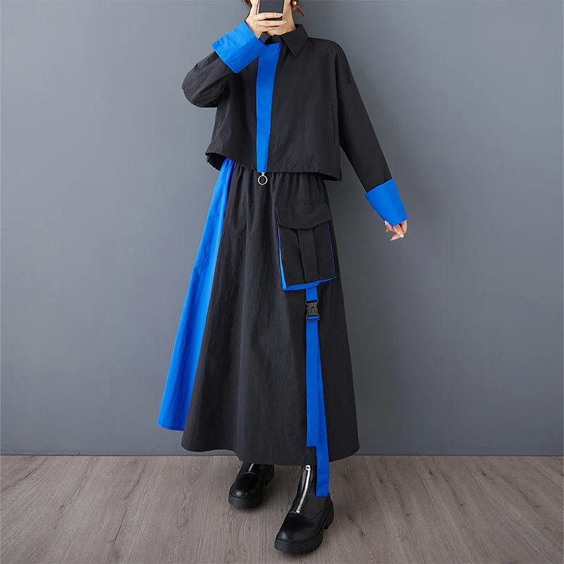 Large Size Faionable Set Design Color Blo Zipper ort Top with Big kets f Skirt Two Piece Set Collar Cotton B...
Large Size Faionable Set Design Color Blo Zipper ort Top with Big kets f Skirt Two Piece Set Collar Cotton B...