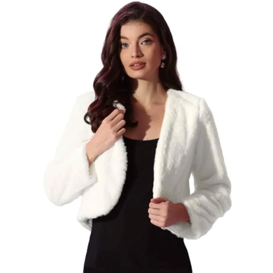 Cropped Jacket for Women's Faux Fur with Pockets Long Sleeve Open Front Wedding Bolero Gowns Coat
Cropped Jacket for Women's Faux Fur with Pockets Long Sleeve Open Front Wedding Bolero Gowns Coat