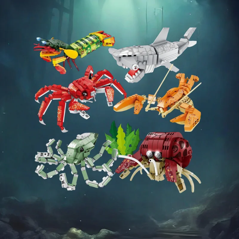 Мир дикого океана, король, краб, лобстер, осьминог, акула, набор строительных блоков, креативные милые подарки на день рождения, Хэллоуин и Рождество
Мир дикого океана, король, краб, лобстер, осьминог, акула, набор строительных блоков, креативные милые подарки на день рождения, Хэллоуин и Рождество