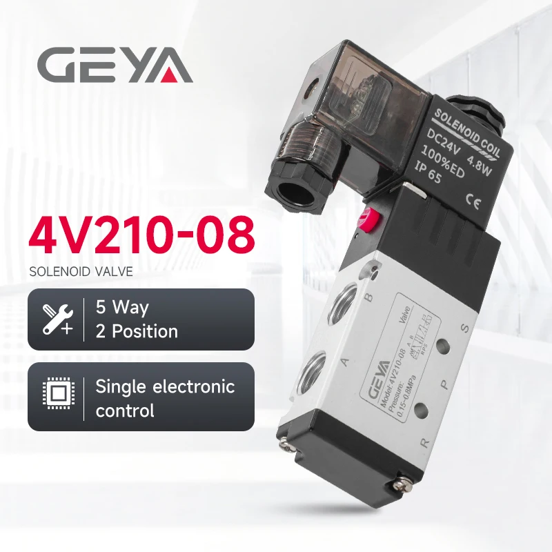 GEYA 4V210-08 Pneumatic Electric Solenoid Valve 5 Way 2 Position Directional Control Air Gas Magnetic Airtac Type 24V 220V Coil
GEYA 4V210-08 Pneumatic Electric Solenoid Valve 5 Way 2 Position Directional Control Air Gas Magnetic Airtac Type 24V 220V Coil
