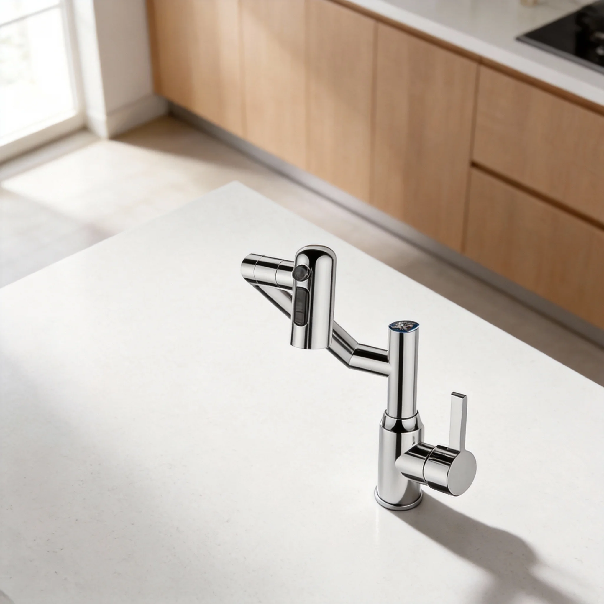 Цифровой светодиодный смеситель для раковины с дисплеем температуры (в градусах Цельсия) и тремя режимами подачи воды, поворотный на 360°
Цифровой светодиодный смеситель для раковины с дисплеем температуры (в градусах Цельсия) и тремя режимами подачи воды, поворотный на 360°