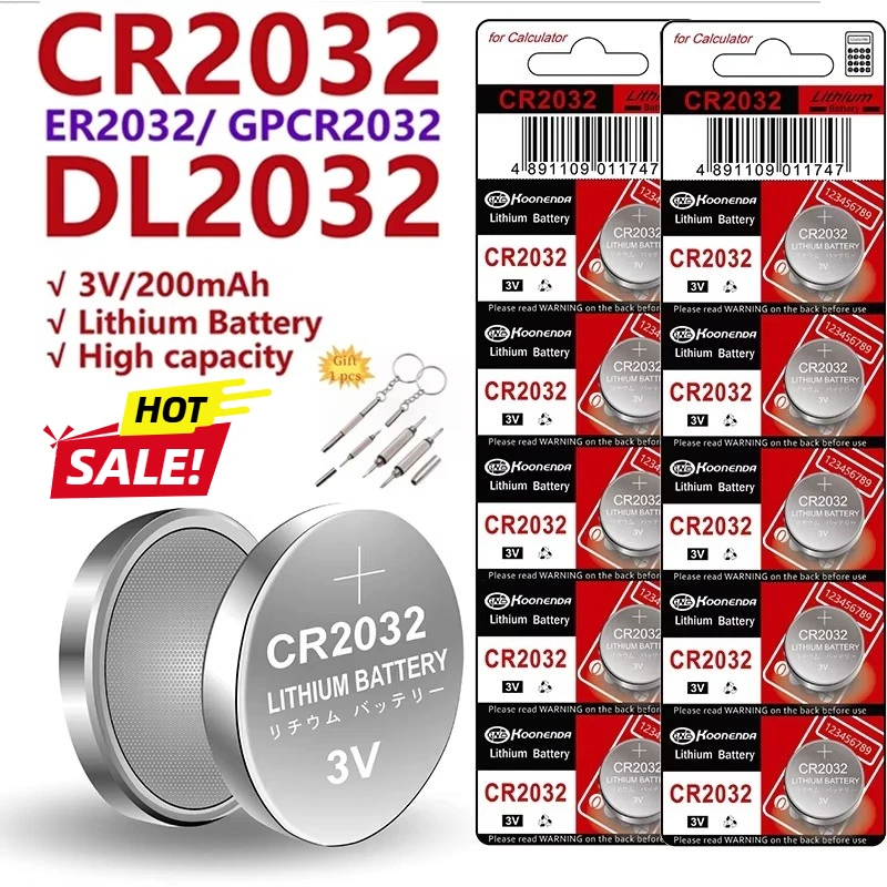 60PCS CR2032 210mAh CR 2032 DL2032 ECR2032 3V Lithium Battery for Watch Toy Calculator Car Key Remote Control Button Coin Cells
60PCS CR2032 210mAh CR 2032 DL2032 ECR2032 3V Lithium Battery for Watch Toy Calculator Car Key Remote Control Button Coin Cells