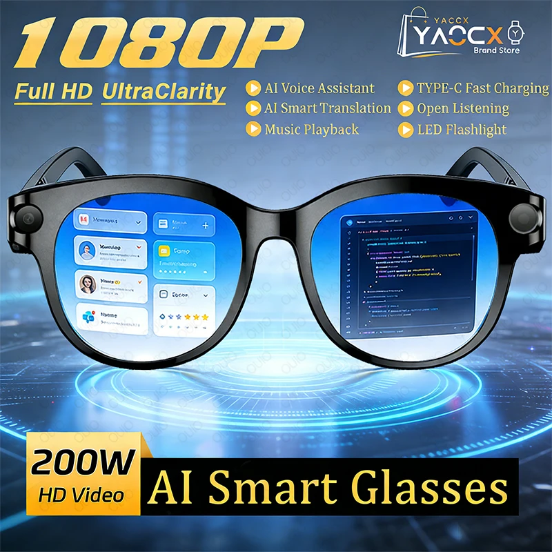 M89 AI Smart Glasses 200W HD Camera 1080P Translation AI Voice Assistant Music Playback LED Flashlight Men Women Smart Glasses
M89 AI Smart Glasses 200W HD Camera 1080P Translation AI Voice Assistant Music Playback LED Flashlight Men Women Smart Glasses