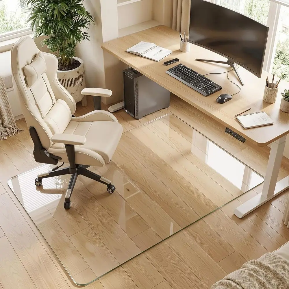 36x48 Inch Heavy-Duty Glass Office Chair Mat for Hardwood and Low Pile Carpets with Non-Slip Pads
36x48 Inch Heavy-Duty Glass Office Chair Mat for Hardwood and Low Pile Carpets with Non-Slip Pads