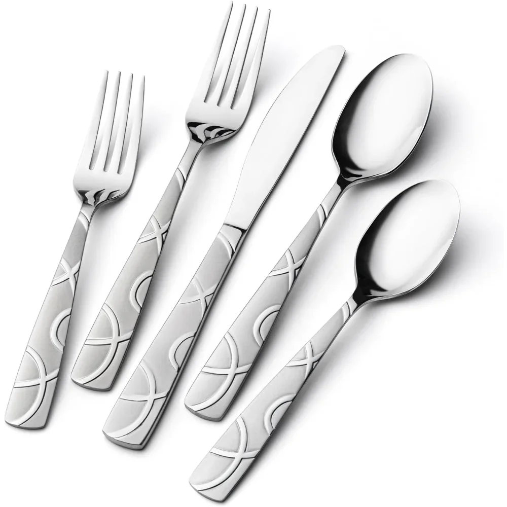 40PCS Stainless Steel Silverware Sets, Modern Flatware Set for Kitchen, Mirror Polished Cutlery Set with Forks, Flatware Sets
40PCS Stainless Steel Silverware Sets, Modern Flatware Set for Kitchen, Mirror Polished Cutlery Set with Forks, Flatware Sets