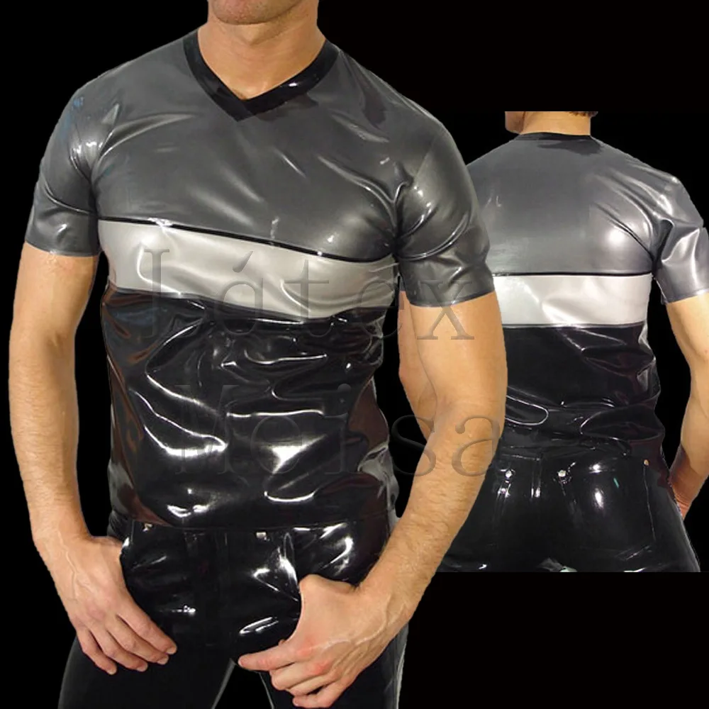 100% handmade custom tailored latex top men with V-neck design and made of 100% real natural latex materials
100% handmade custom tailored latex top men with V-neck design and made of 100% real natural latex materials