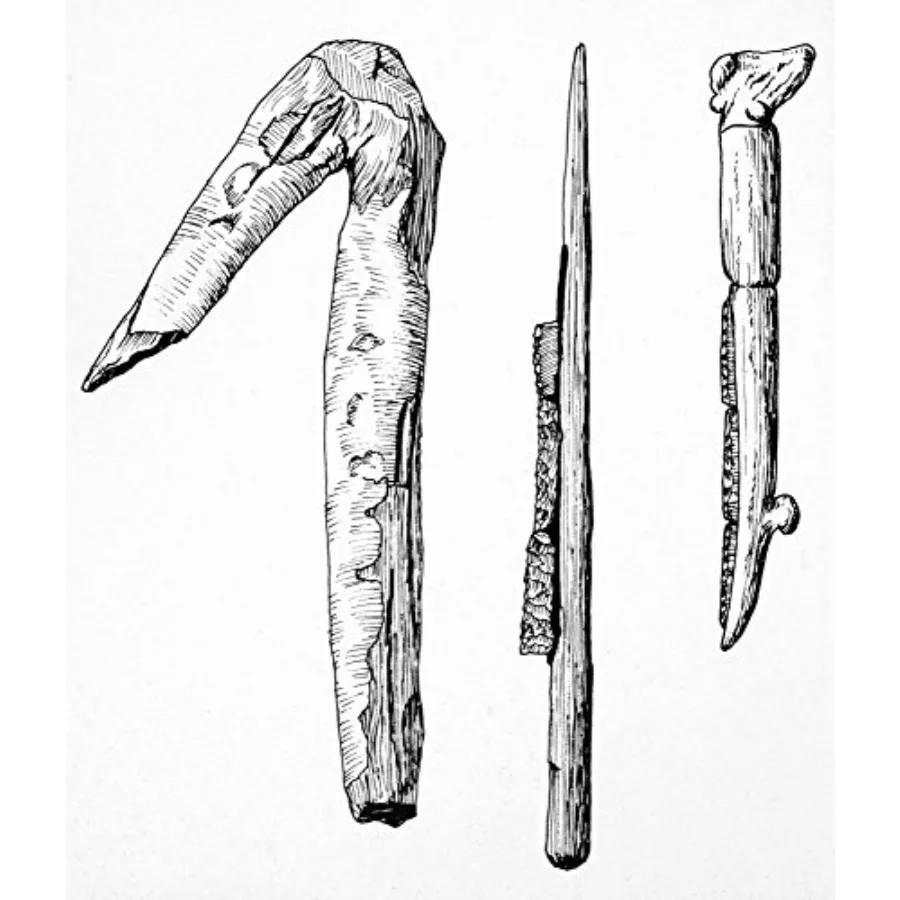 Ancient Farming Tools Na Wooden Hoe And A Flint-Bladed Sickle With Wooden Handle From Egypt And A Bone-Handled Sickle From Pale
Ancient Farming Tools Na Wooden Hoe And A Flint-Bladed Sickle With Wooden Handle From Egypt And A Bone-Handled Sickle From Pale
