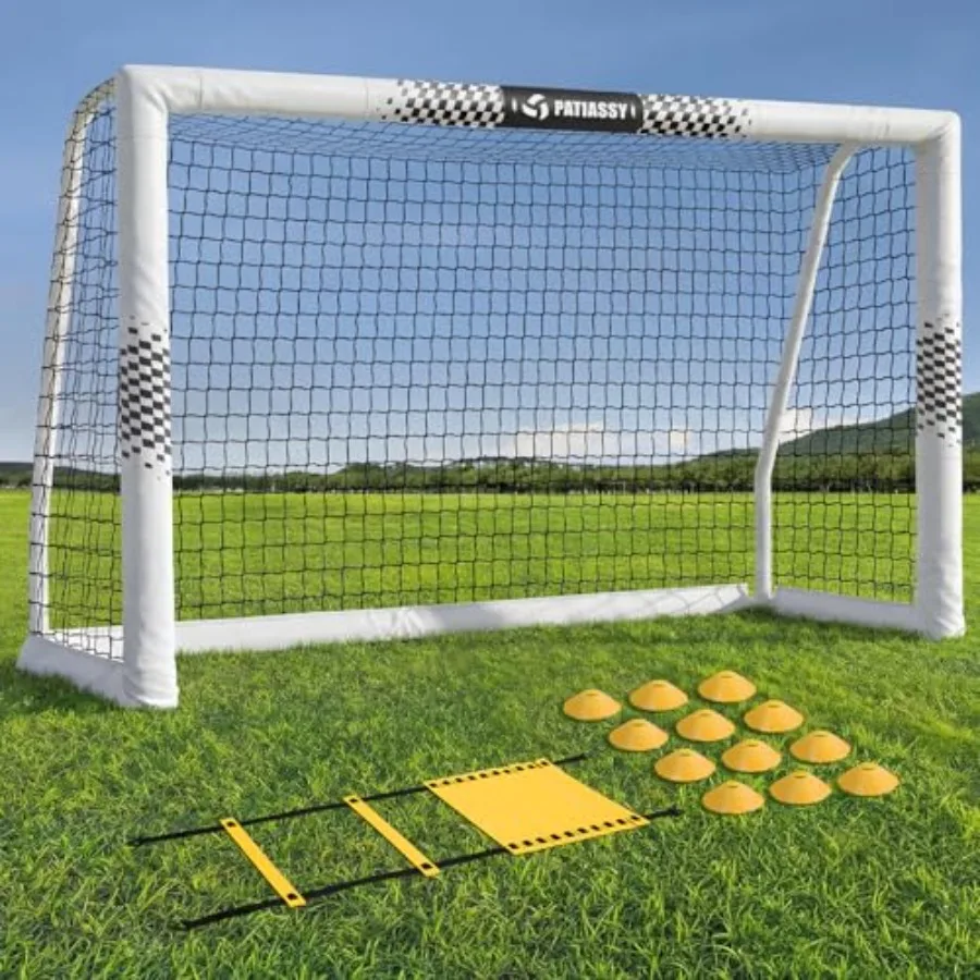 Backyard soccer goal, heavy duty metal post with safety foam padding, black, 8x5/6x4 FT size, includes agility ladder 12 cones
Backyard soccer goal, heavy duty metal post with safety foam padding, black, 8x5/6x4 FT size, includes agility ladder 12 cones