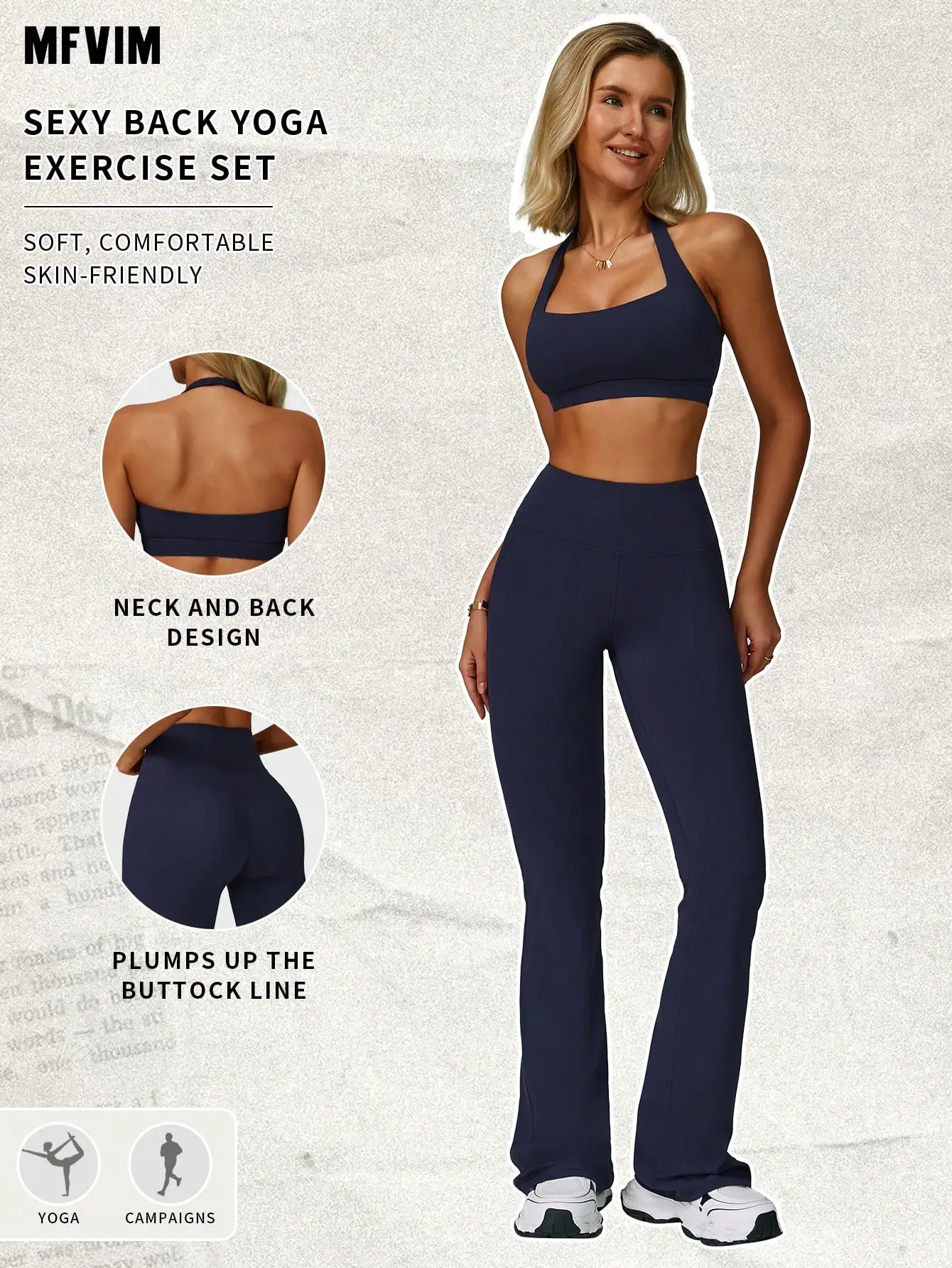 Женский комплект для йоги с открытой спиной и завышенной талией, расклешенные брюки, мягкий и удобный летний спортивный костюм
Женский комплект для йоги с открытой спиной и завышенной талией, расклешенные брюки, мягкий и удобный летний спортивный костюм