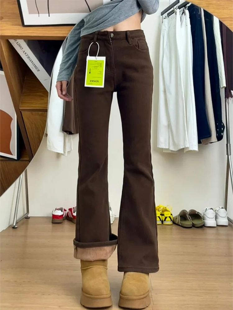 Коричневые расклешенные джинсы Fce на подкладке, женские зимние утягивающие брюки больших размеров с высокой талией, эластичные расклешенные брюки небольшого размера
Коричневые расклешенные джинсы Fce на подкладке, женские зимние утягивающие брюки больших размеров с высокой талией, эластичные расклешенные брюки небольшого размера