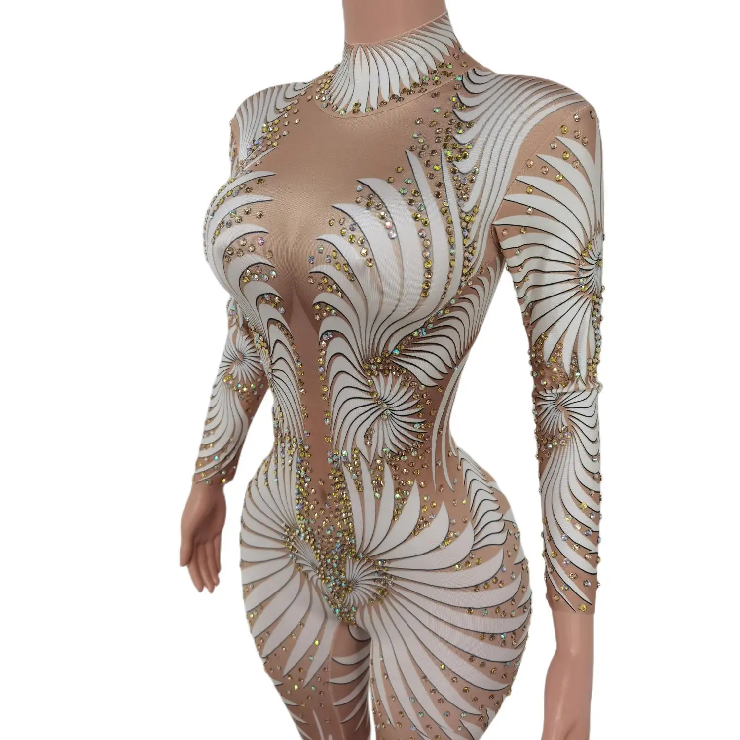 Women Long Sleeved Jumpsuit Elegant Luxury Transparent Performance Sexy Stage Birthday Jumpsuit Luxury Singer Club Feibiao
Women Long Sleeved Jumpsuit Elegant Luxury Transparent Performance Sexy Stage Birthday Jumpsuit Luxury Singer Club Feibiao