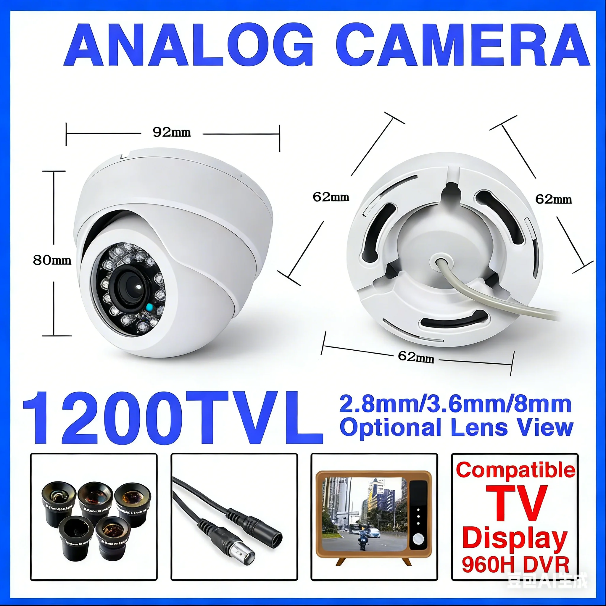 Мини-купольная камера видеонаблюдения 1200TVL HD, объектив 2,8 мм, аналоговый CVBS IR-CUT, ночное видение, белое решение для внутренней безопасности, легкое решение для дома Insta
Мини-купольная камера видеонаблюдения 1200TVL HD, объектив 2,8 мм, аналоговый CVBS IR-CUT, ночное видение, белое решение для внутренней безопасности, легкое решение для дома Insta