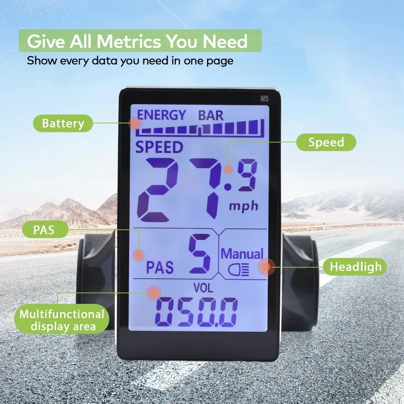 Electric Bike LCD Meter 5 Pin 24V 36V 48V 60V Universal E Scooter M5 LCD Panel Screen for 31.8 22.2mm Electric Bikes
Electric Bike LCD Meter 5 Pin 24V 36V 48V 60V Universal E Scooter M5 LCD Panel Screen for 31.8 22.2mm Electric Bikes